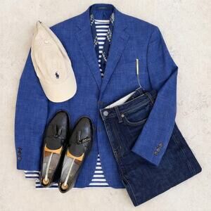 Ralph Lauren Navy Wool Blazer | Windowpane Check | Quiet Power in Heritage Form